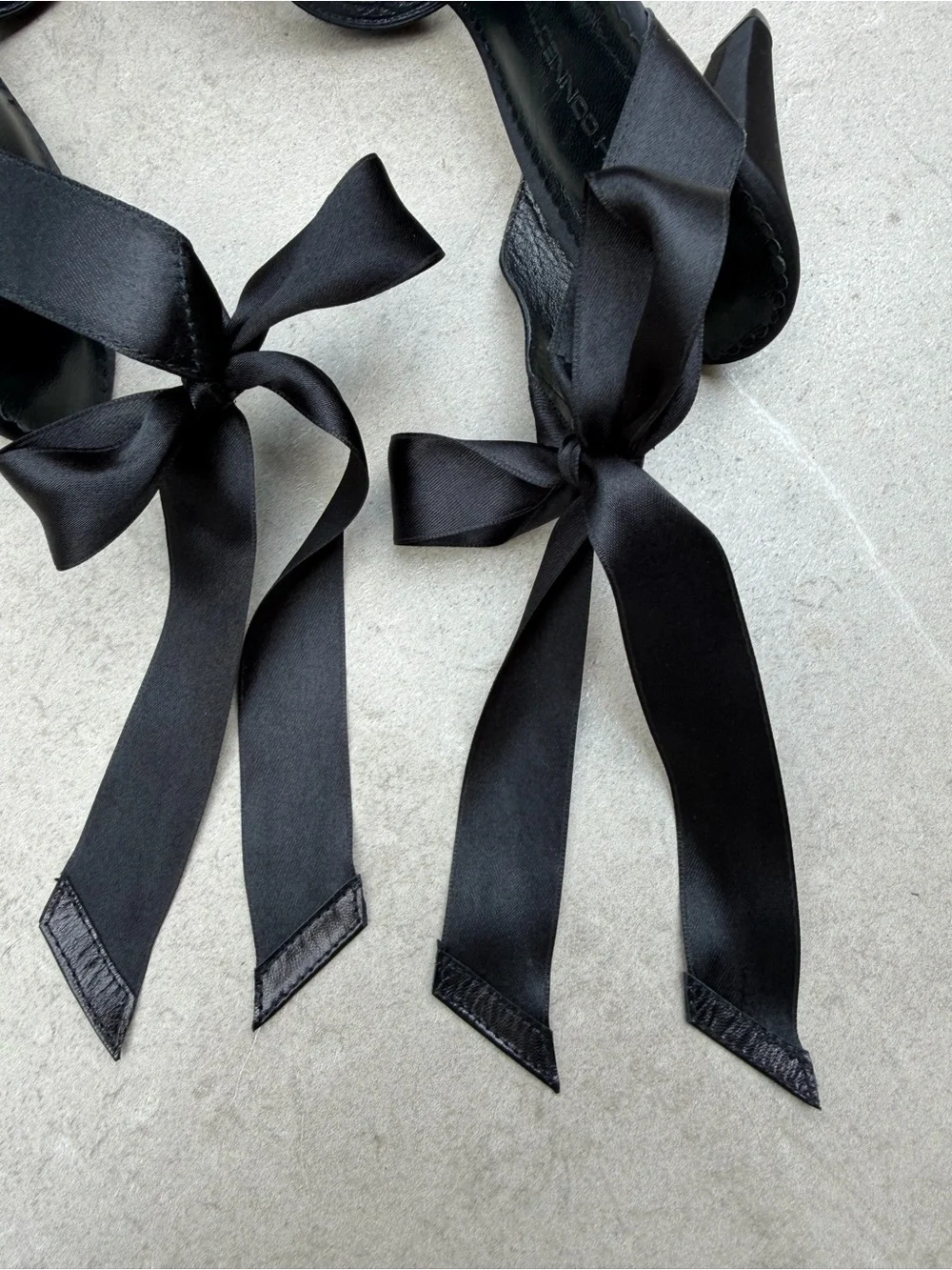 Vintage 90s Y2K Black Satin Ankle Wrap Heels